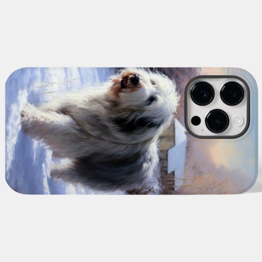 Coques Case-Mate iPhone Old English Sheepdog Laisser neiger Noël (Verso (horizontal))