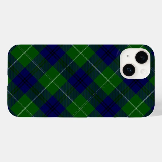 Coques Case-Mate iPhone Oliphant tartan bleu vert plaid (Verso (horizontal))