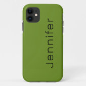 Coques Case-Mate iPhone Olive Drab couleur solide | Nom minimal (Dos)