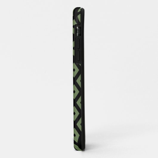 Coques Case-Mate iPhone Olive green and black diamond pattern (Dos/Gauche)