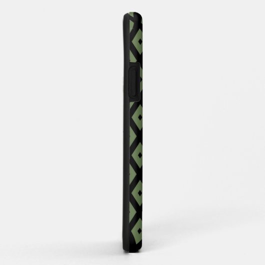 Coques Case-Mate iPhone Olive green and black diamond pattern (Dos/Droite)