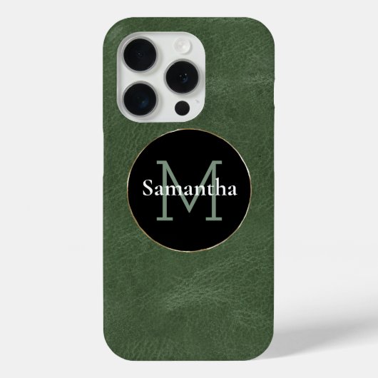 Coques Case-Mate iPhone Olive Green Black White Gold Monogramme (Verso)