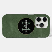 Coques Case-Mate iPhone Olive Green Black White Gold Monogramme (Verso (horizontal))