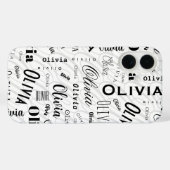 Coques Case-Mate iPhone Olivia Custom Name Black White  (Verso (horizontal))