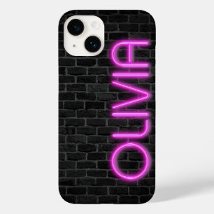 Coque Pour iPhone 14 OLIVIA En Lumière Néon ROSE