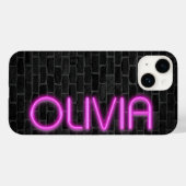 Coques Case-Mate iPhone OLIVIA En Lumière Néon ROSE (Verso (horizontal))