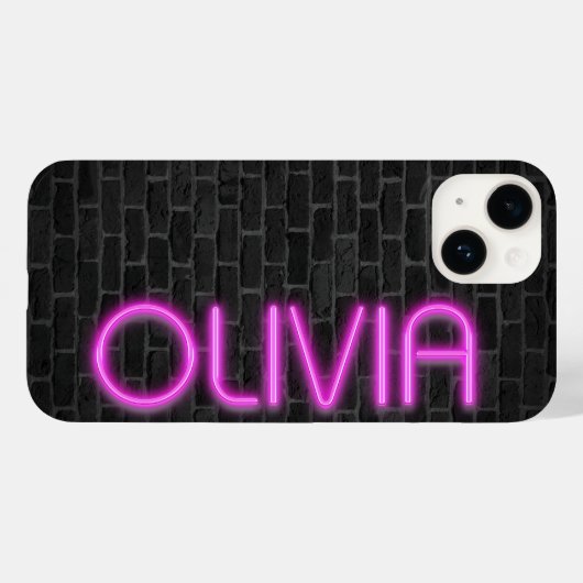 Coques Case-Mate iPhone OLIVIA En Lumière Néon ROSE (Verso (horizontal))