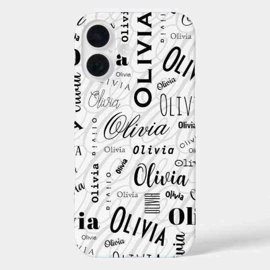 Coques Case-Mate iPhone Olivia Nom Personnalisé Noir Blanc  (Verso)