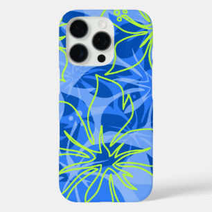 Coques iPhone 16 Pro Olowalu Hibiscus Hawaiian Camo Blue