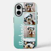 Coques Case-Mate iPhone Ombre 4 photos Carrés manuscrites - CAN EDIT blue (Verso)