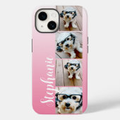 Coques Case-Mate iPhone Ombre 4 photos Carrés manuscrites - CAN EDIT rose (Verso)