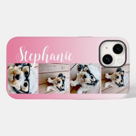 Coques Case-Mate iPhone Ombre 4 photos Carrés manuscrites - CAN EDIT rose (Verso (horizontal))