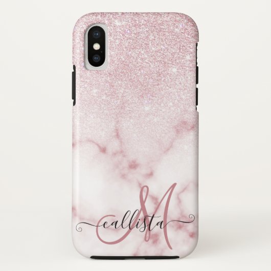 Coques Case-Mate iPhone Ombre de marbre de marbre rose rose brillant (Dos)