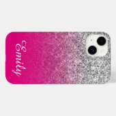 Coques Case-Mate iPhone Ombre de Parties scintillant rose et argent chaud  (Verso (horizontal))