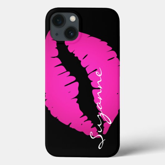 Coques Case-Mate iPhone Ombre Lipstick rose chaud personnalisé noir (Verso)