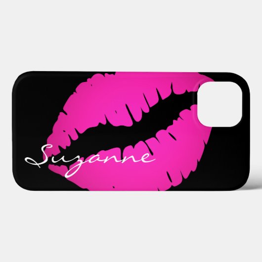 Coques Case-Mate iPhone Ombre Lipstick rose chaud personnalisé noir (Verso (horizontal))