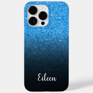 Coque Pour Pour iPhone 14 Pro Max Ombre noir pailleté bleu girly personnalisé