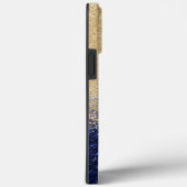 Coques Case-Mate iPhone Ombre Parties scintillant or et bleu design de lux (Verso / Droite)