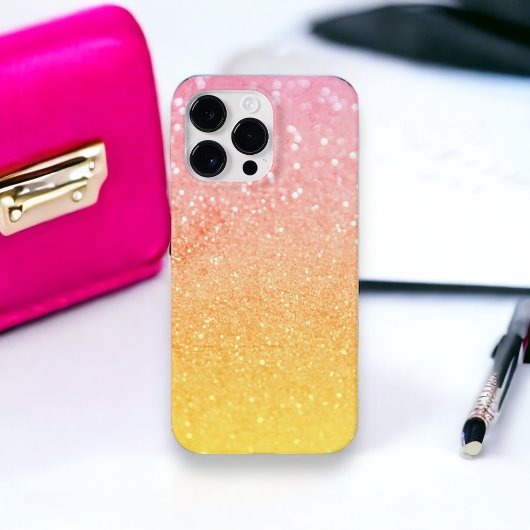 Coques Case-Mate iPhone Ombre Parties scintillant rose-jaune