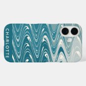 Coques Case-Mate iPhone Ombre Turquoise Bleu Abstrait Vagues Personnalisée (Verso (horizontal))