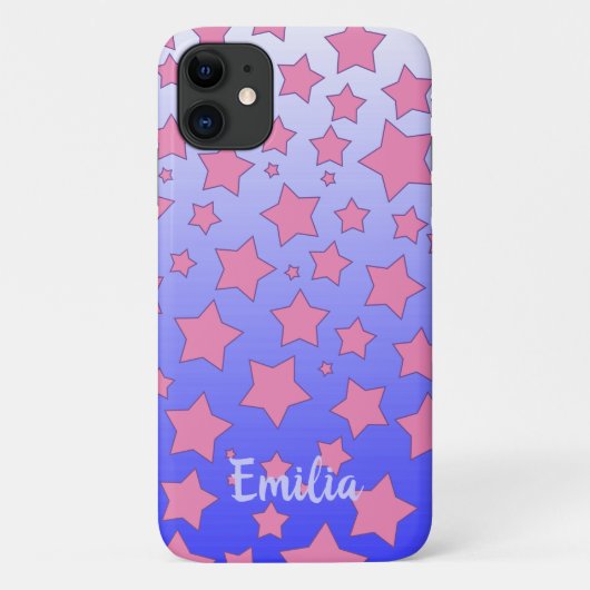 Coques Case-Mate iPhone Ombre violet et étoiles roses (Dos)