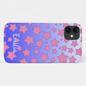 Coques Case-Mate iPhone Ombre violet et étoiles roses (Dos (Horizontal))