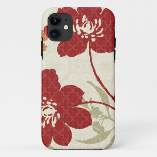 Coque iPhone 11 Ombres florales en rouge et orange