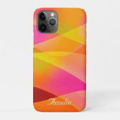 Coques Case-Mate iPhone Onde géométrique jaune magenta orange avec nom (Dos)