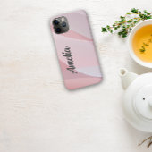 Coques Case-Mate iPhone Onde géométrique rose rose pastel rose avec nom