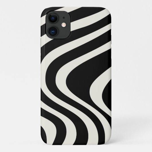 Coques Case-Mate iPhone Ondes de style rétro noir et blanc (Dos)
