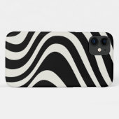 Coques Case-Mate iPhone Ondes de style rétro noir et blanc (Dos (Horizontal))
