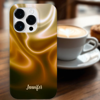 Coque Pour iPhone 14 Pro Ondes dorées de soie