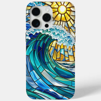 Coque iPhone 15 Pro Max Ondes océaniques élégantes et soleil brillant - ét