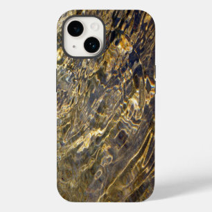 Coque Pour iPhone 14 Ondulations d'eau dorées abstraites