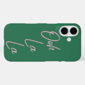Coques Case-Mate iPhone Ooh La La Funny Citation française rose et verte (Verso (horizontal))