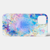 Coques Case-Mate iPhone Opale holographique élégante lotus (Verso (horizontal))