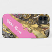 Coques Case-Mate iPhone Or bling fleur de lys (Dos (Horizontal))
