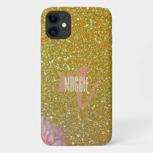 Coques Case-Mate iPhone Or brillant monogramme moderne (Dos)