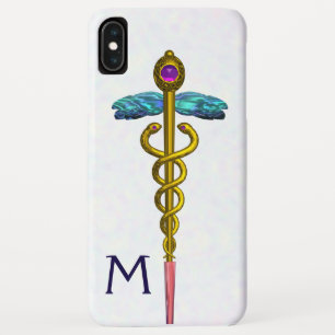 Etui iPhone Case-Mate OR CADUCUS MÉDICALE SYMBOLE Blanc Monogramme