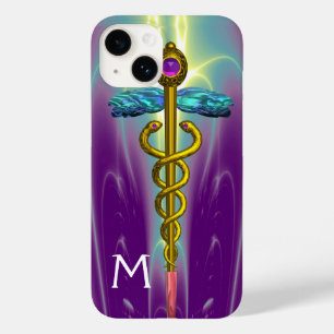 Coques Pour iPhone OR CADUCUS MÉDICALE SYMBOLE vert pourpre Monogramm