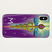 Coques Case-Mate iPhone OR CADUCUS MÉDICALE SYMBOLE vert pourpre Monogramm (Dos (Horizontal))