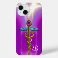 OR CADUCUS MÉDICALE SYMBOLE Violet Monogramme