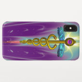 Coques Case-Mate iPhone OR CADUCUS SYMBOLE MÉDICALE, Turquoise vert pourpr (Dos (Horizontal))