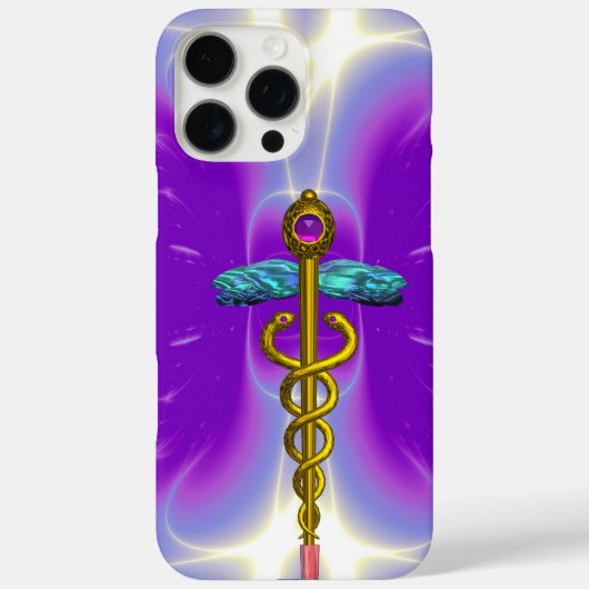 Coques Case-Mate iPhone OR CADUCUS SYMBOLE MÉDICALE, Violet violet (Verso)