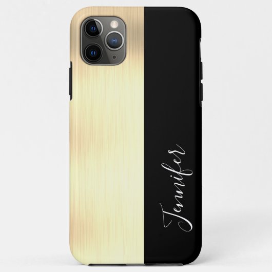 Coques Case-Mate iPhone Or Doré, Nom DIY Rayure Noire, Écriture Blanche (Dos)