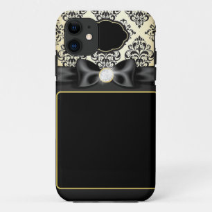 Coque iPhone 11 Or élégant et arc noir