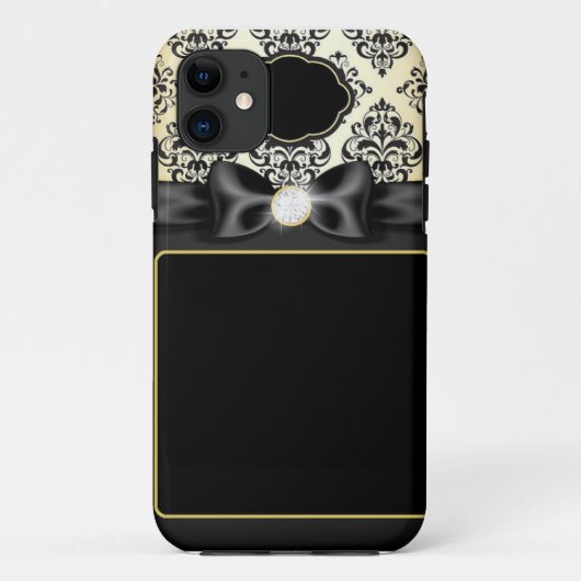 Coques Case-Mate iPhone Or élégant et arc noir (Dos)