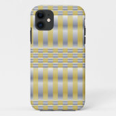 Coques Case-Mate iPhone Or et argent (Checkers et Stripes) (Dos)