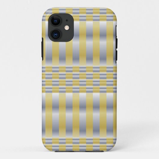 Coques Case-Mate iPhone Or et argent (Checkers et Stripes) (Dos)