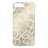 Or et blanc Vintage Damas Paisley Lace